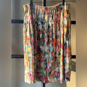 Lovely 90’s Sharon Anthony Floral Watercolor Print Cotton Plus Size Skirt